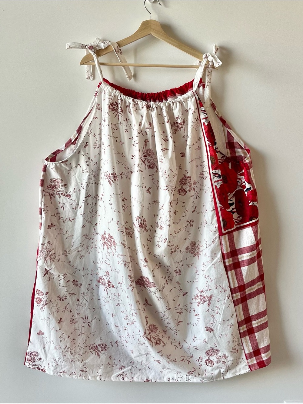 Handmade Quilted Flour Sack Patchwork Sundress with Shoulder Ties SKU 05037 - Picture 3 of 16